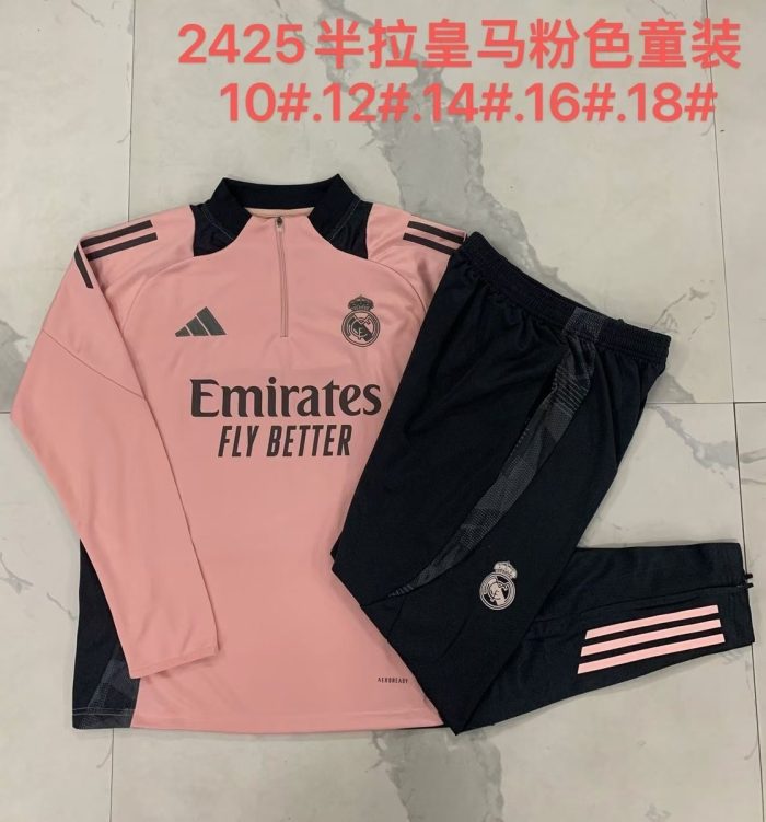 Real Madrid 24-25 Pink Half-Zip Jacket - 图片 3