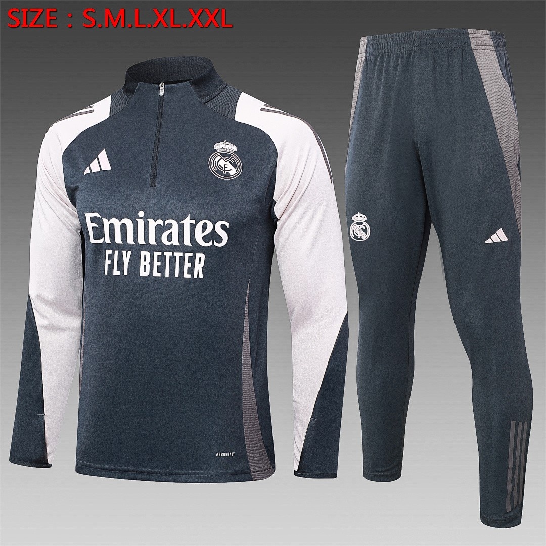 JER-5108_1 Real Madrid 24-25 Grey Half-Zip Jacket - 图片 1