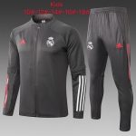 2021 Real Madrid Dark Gray Long Zipper Jacket Kids