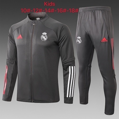 JER-5111_1 2021 Real Madrid Dark Gray Long Zipper Jacket Kids - 图片 1
