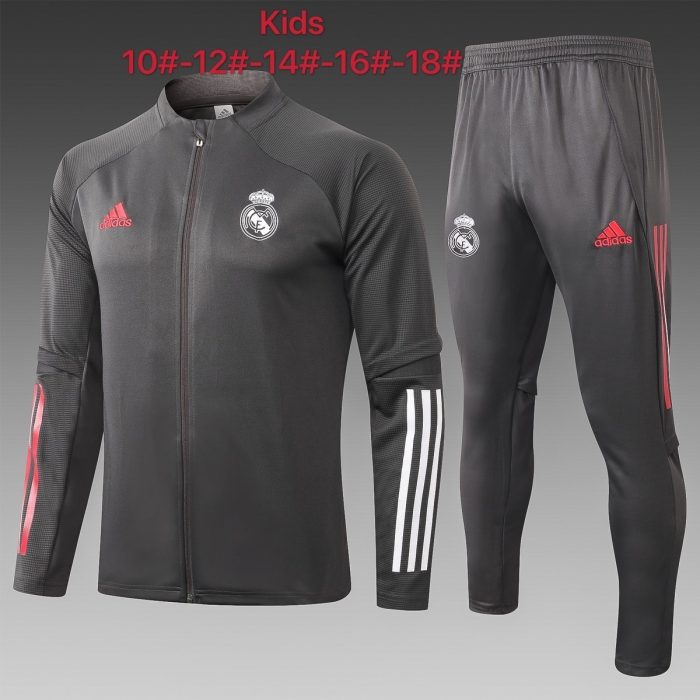2021 Real Madrid Dark Gray Long Zipper Jacket Kids - 图片 2