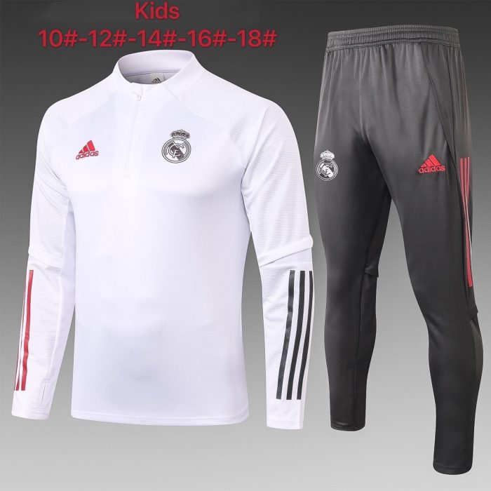 2021 Real Madrid White Kids Semi-Zip Jacket - 图片 2