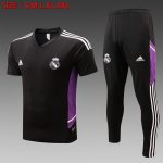 Real Madrid 22-23 Black with Purple Side Short Sleeve Training Suit