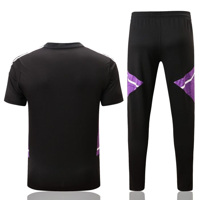Real Madrid 22-23 Black with Purple Side Short Sleeve Training Suit - 图片 7