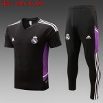 Real Madrid 22-23 Black with Purple Side Short Sleeve Training Suit - 图片 8
