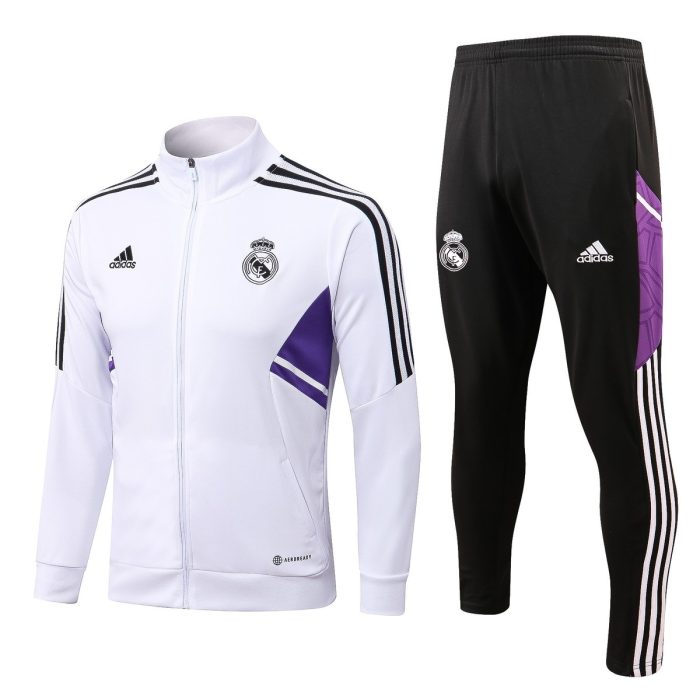 Real Madrid 22-23 White Long Zip Jacket - 图片 8