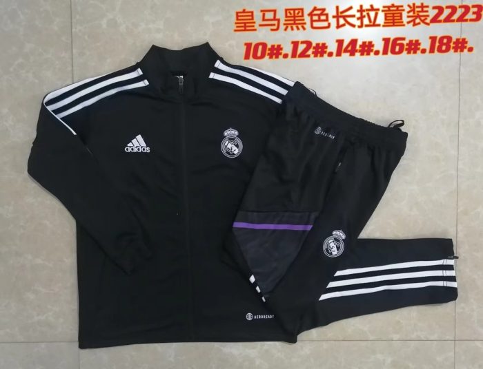 Real Madrid 22/23 Black Kids Long Zipper Jacket - 图片 3