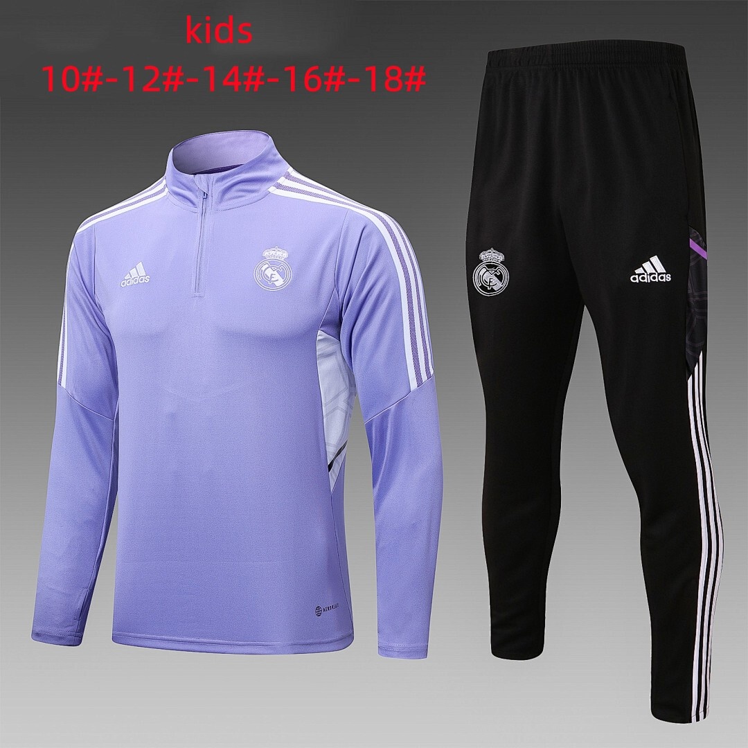 JER-5121_1 Real Madrid 22-23 Light Blue Half-Zip Jacket Kids - 图片 1
