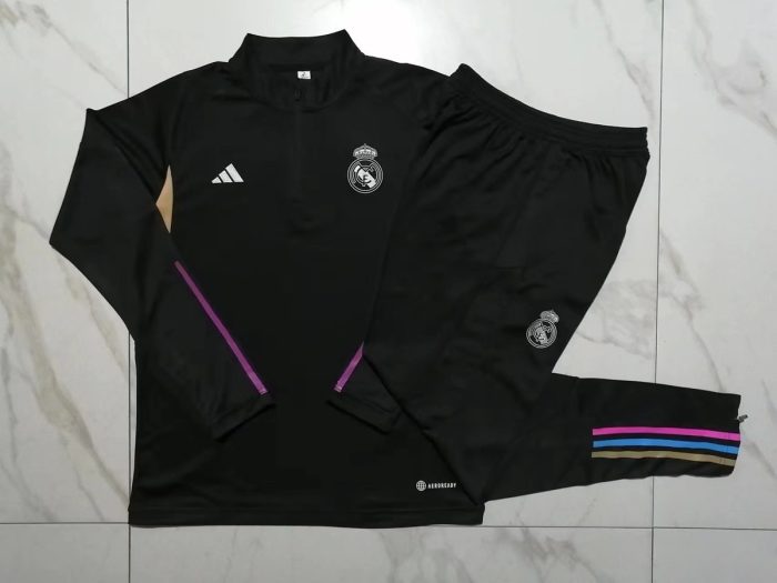 Real Madrid 23-24 Black Half-Zip Jacket - 图片 9