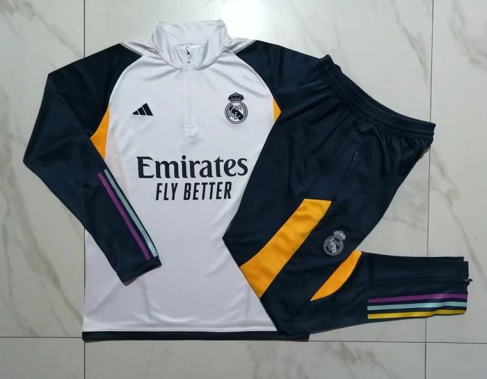 Real Madrid 23-24 White Half-Zip Jacket - 图片 9