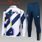 Real Madrid 23-24 White Kids Spray Print Half-Zip Jacket