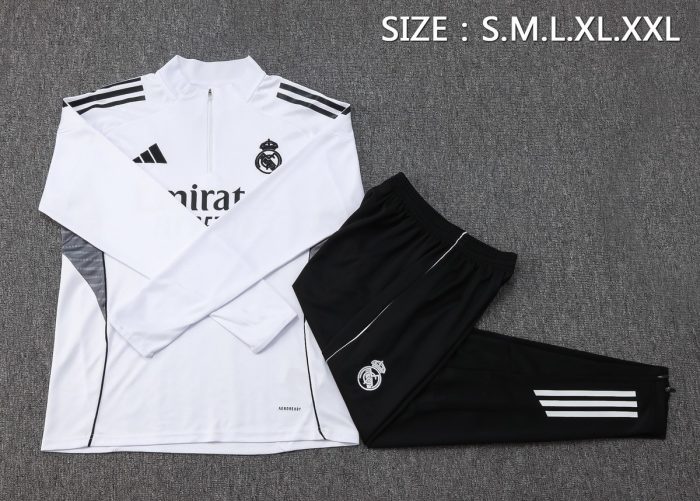 Real Madrid White Half-Zip Jacket - 图片 2
