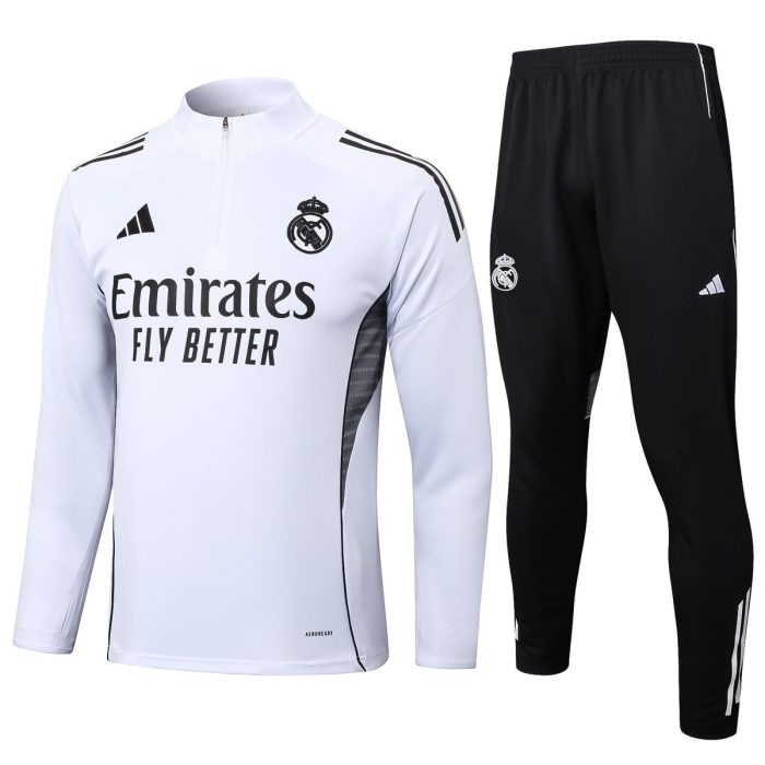 Real Madrid White Half-Zip Jacket - 图片 8