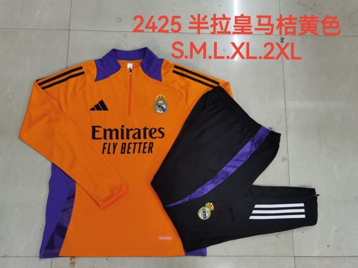 Real Madrid 24-25 Orange Half-Zip Jacket - 图片 9
