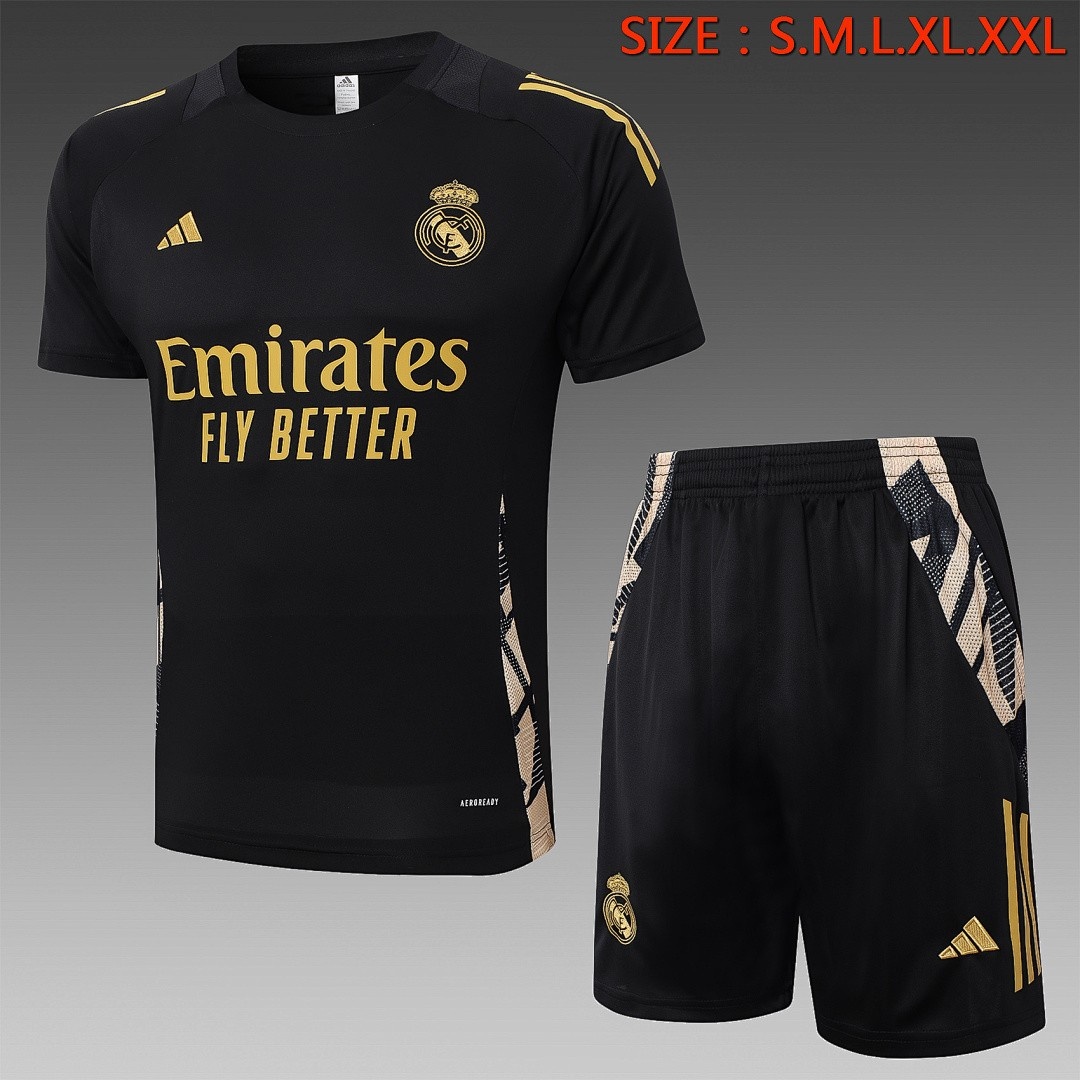 JER-5131_1 Real Madrid 24-25 Black Short Sleeve Training Suit - 图片 1