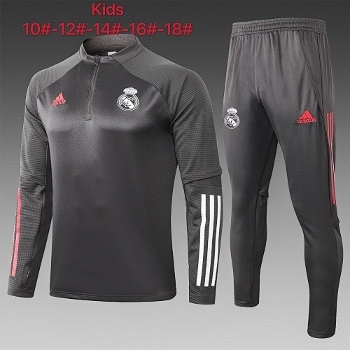JER-5132_1 2021 Real Madrid Dark Gray Kids Semi-Zip Jacket - 图片 1
