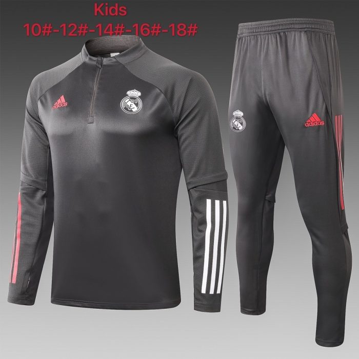 2021 Real Madrid Dark Gray Kids Semi-Zip Jacket - 图片 2