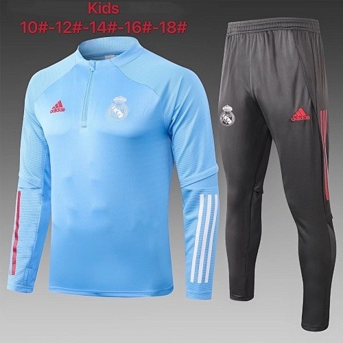 JER-5133_1 2021 Real Madrid Light Blue Kids Semi-Zip Jacket - 图片 1