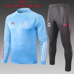 2021 Real Madrid Light Blue Kids Semi-Zip Jacket - 图片 2