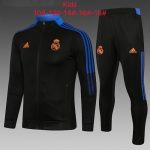 Real Madrid 21-22 Black Kids Long Zipper Jacket
