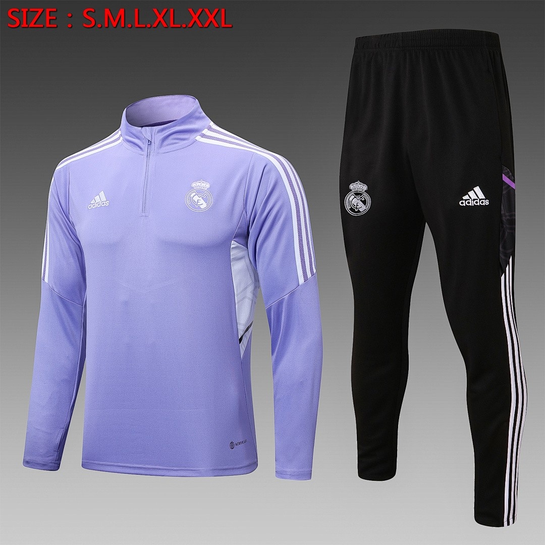 JER-5136_1 Real Madrid 22-23 Light Purple Half-Zip Jacket - 图片 1