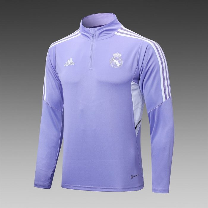 Real Madrid 22-23 Light Purple Half-Zip Jacket - 图片 4