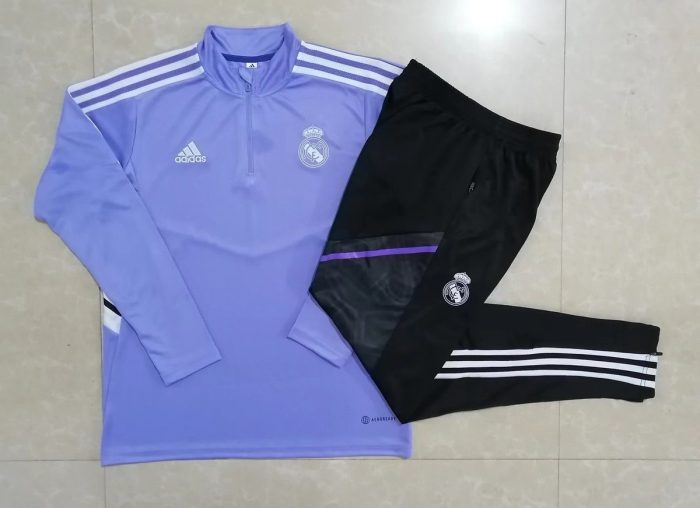 Real Madrid 22-23 Light Purple Half-Zip Jacket - 图片 9