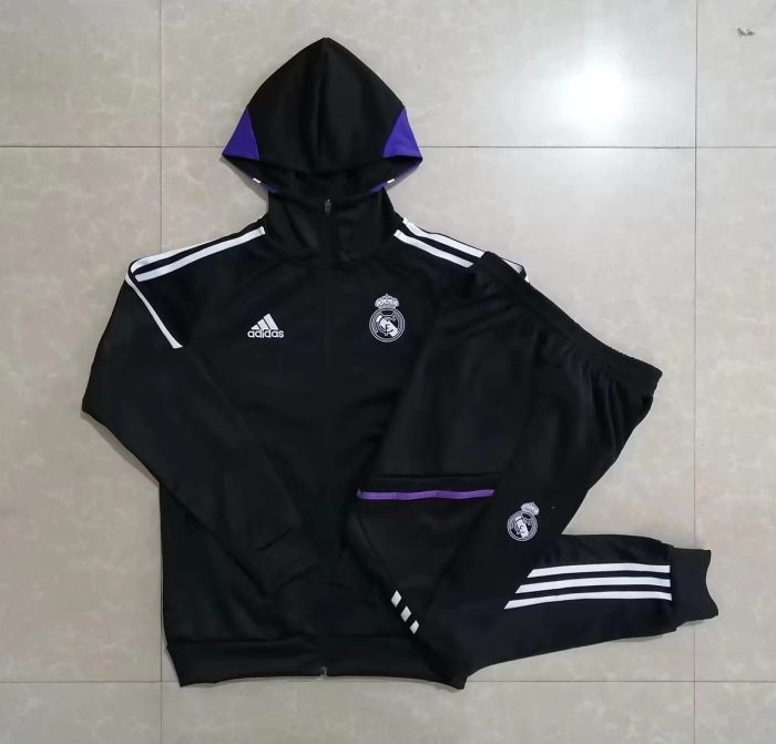 Real Madrid 22-23 Black Long Zip Jacket with Hood - 图片 9