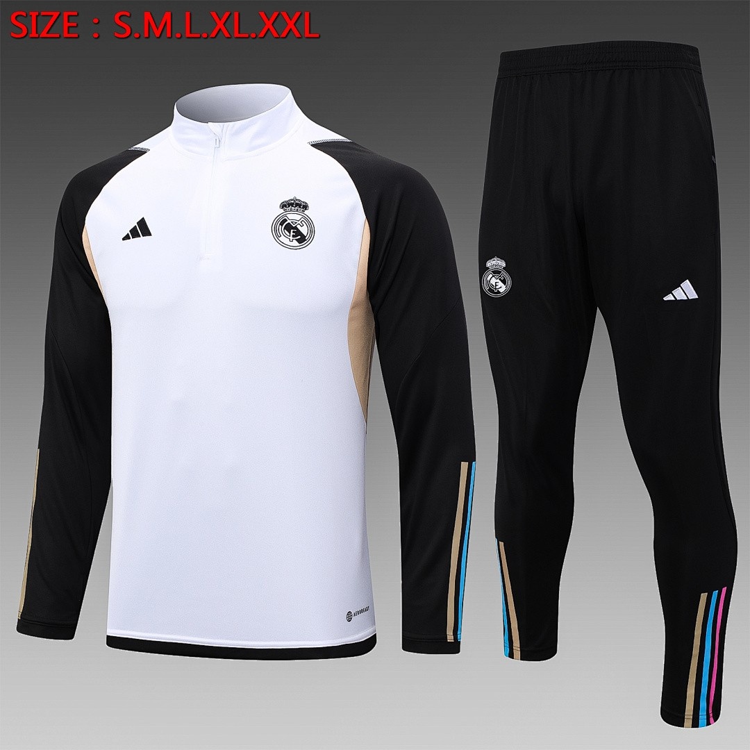 JER-5139_1 Real Madrid 23-24 White Half-Zip Jacket - 图片 1