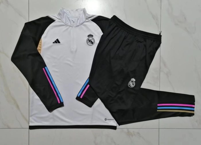 Real Madrid 23-24 White Half-Zip Jacket - 图片 9
