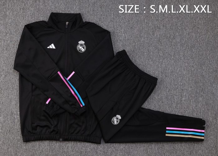 Real Madrid 23-24 Black Long Zip Jacket - 图片 2