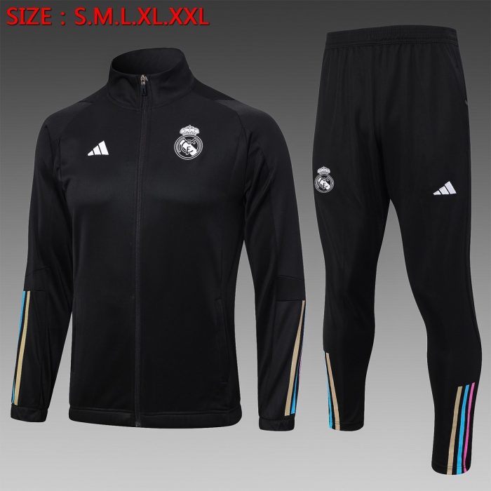 Real Madrid 23-24 Black Long Zip Jacket - 图片 8