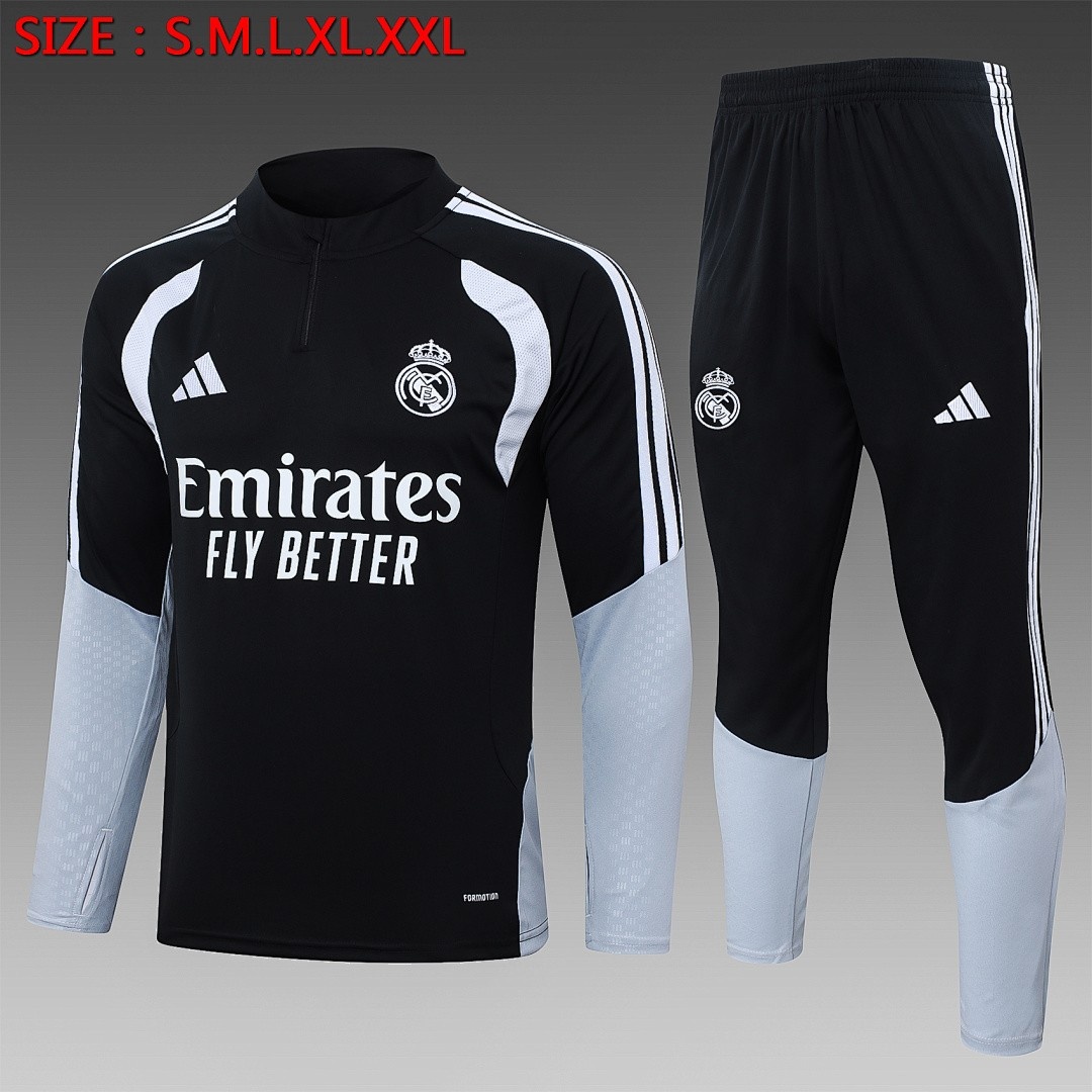 JER-5145_1 Real Madrid Black Half-Zip Jacket - 图片 1