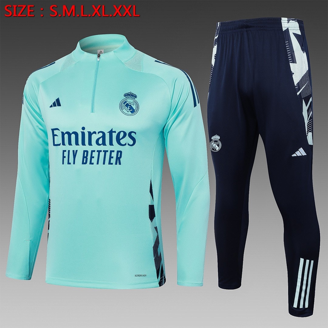 JER-5151_1 Real Madrid 24/25 Light Green Half-Zip Jacket - 图片 1
