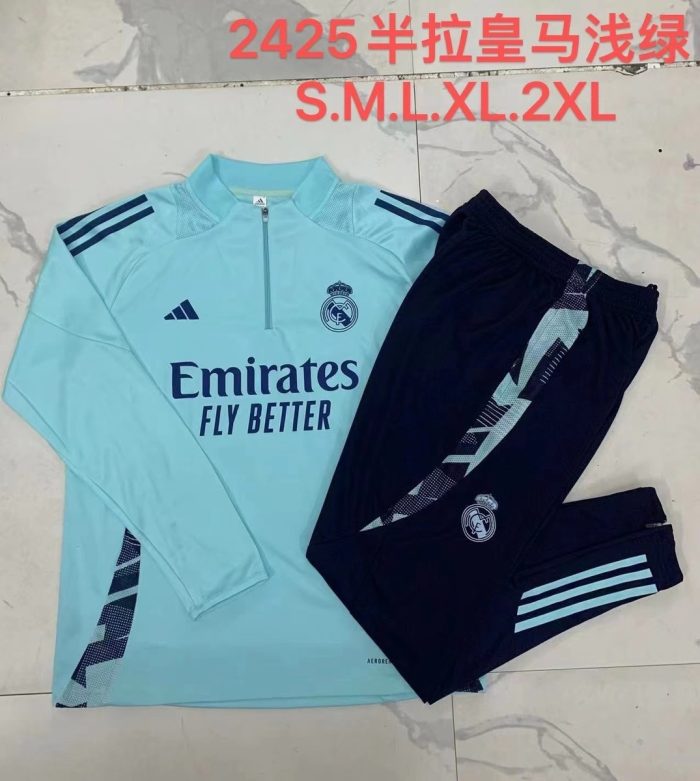 Real Madrid 24/25 Light Green Half-Zip Jacket - 图片 9