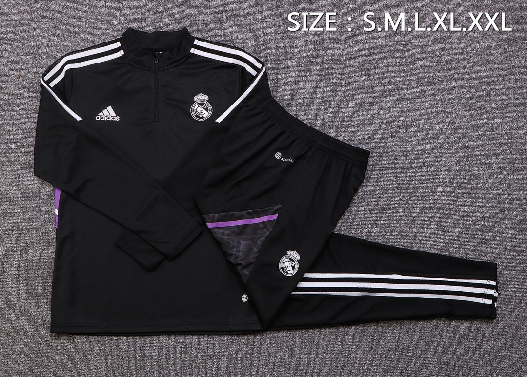 JER-5153_1 Real Madrid 22/23 Black Half-Zip Jacket - 图片 1