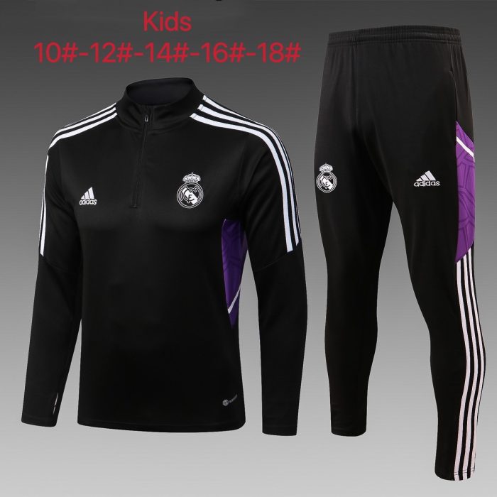 Real Madrid 22-23 Black Kids' Half-Zip Jacket - 图片 2