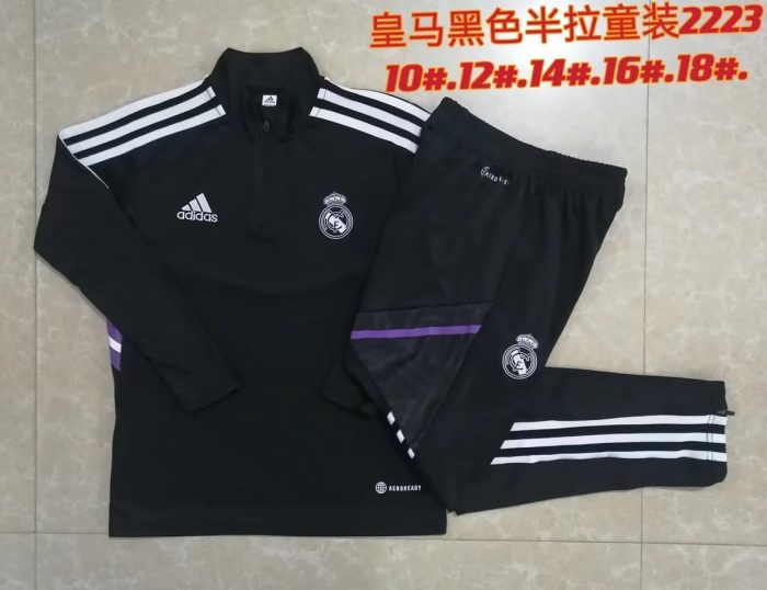 Real Madrid 22-23 Black Kids' Half-Zip Jacket - 图片 3