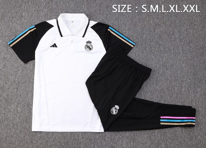 Real Madrid 23-24 White Polo Shirt - 图片 2