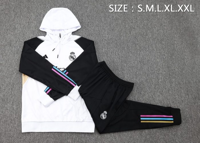 Real Madrid 23-24 Half-Zip Hoodie White - 图片 2