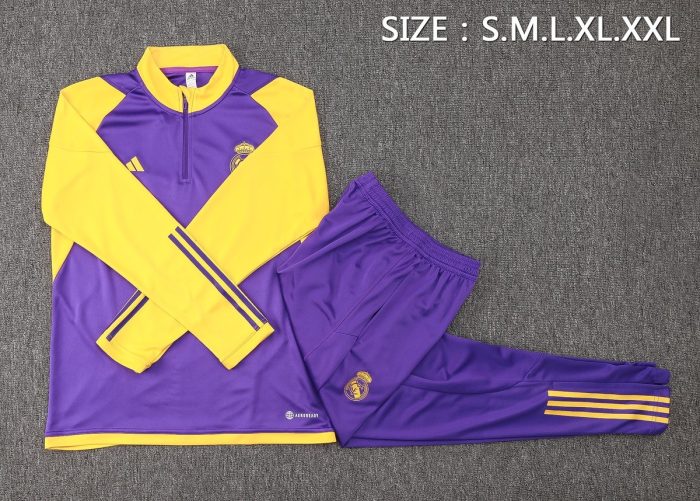 Real Madrid 23-24 Purple Half-Zip Jacket - 图片 2