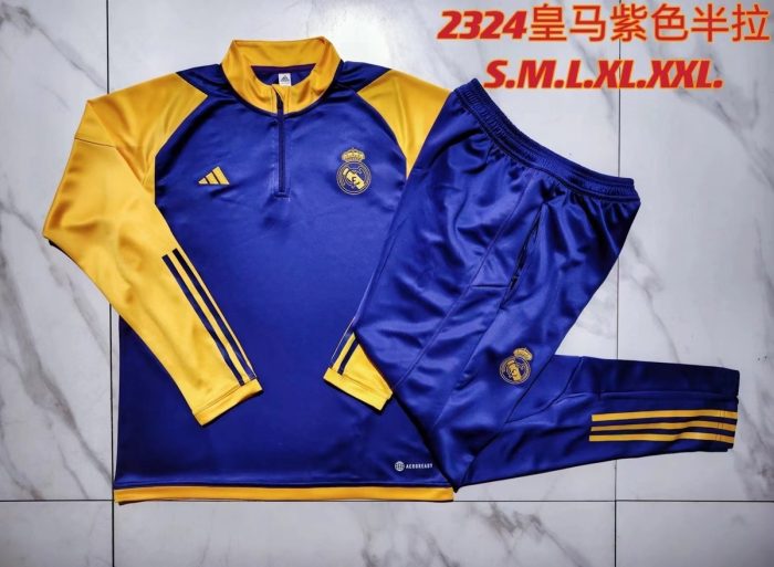 Real Madrid 23-24 Purple Half-Zip Jacket - 图片 9