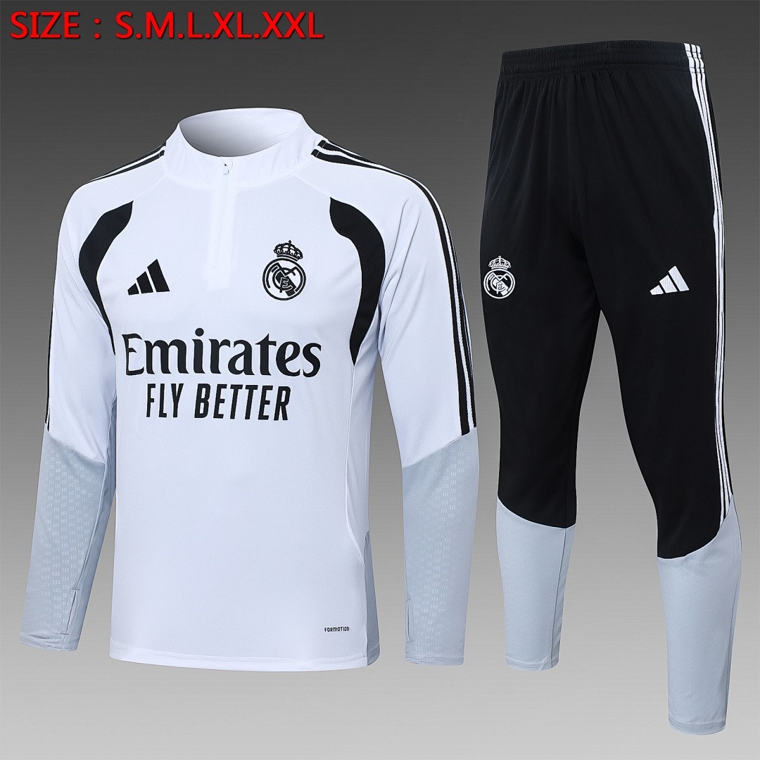 JER-5163_1 Real Madrid White Half-Zip Jacket - 图片 1