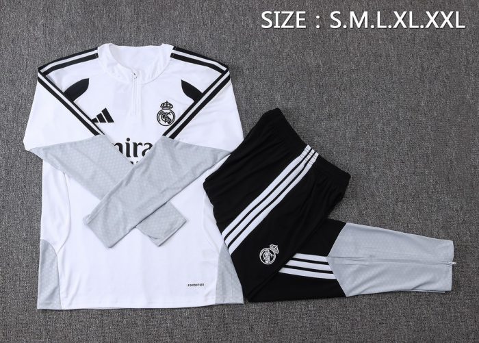Real Madrid White Half-Zip Jacket - 图片 2