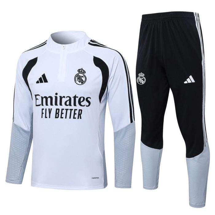 Real Madrid White Half-Zip Jacket - 图片 8