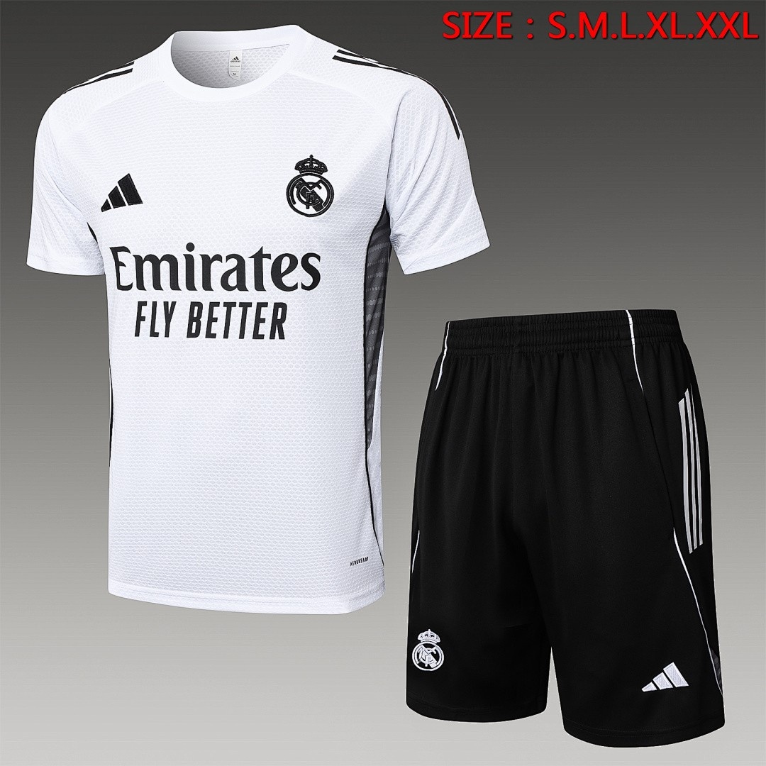JER-5168_1 Real Madrid White Short Sleeve Training Suit - 图片 1