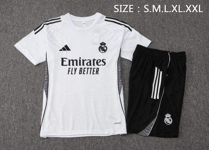 Real Madrid White Short Sleeve Training Suit - 图片 2