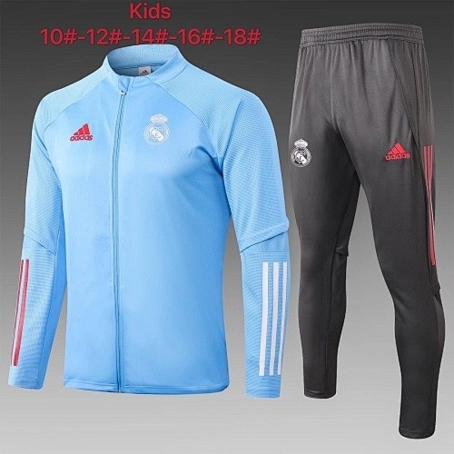 JER-5170_1 2021 Real Madrid Light Blue Kids Long Zipper Jacket - 图片 1