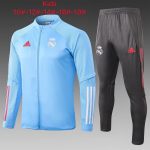 2021 Real Madrid Light Blue Kids Long Zipper Jacket - 图片 2