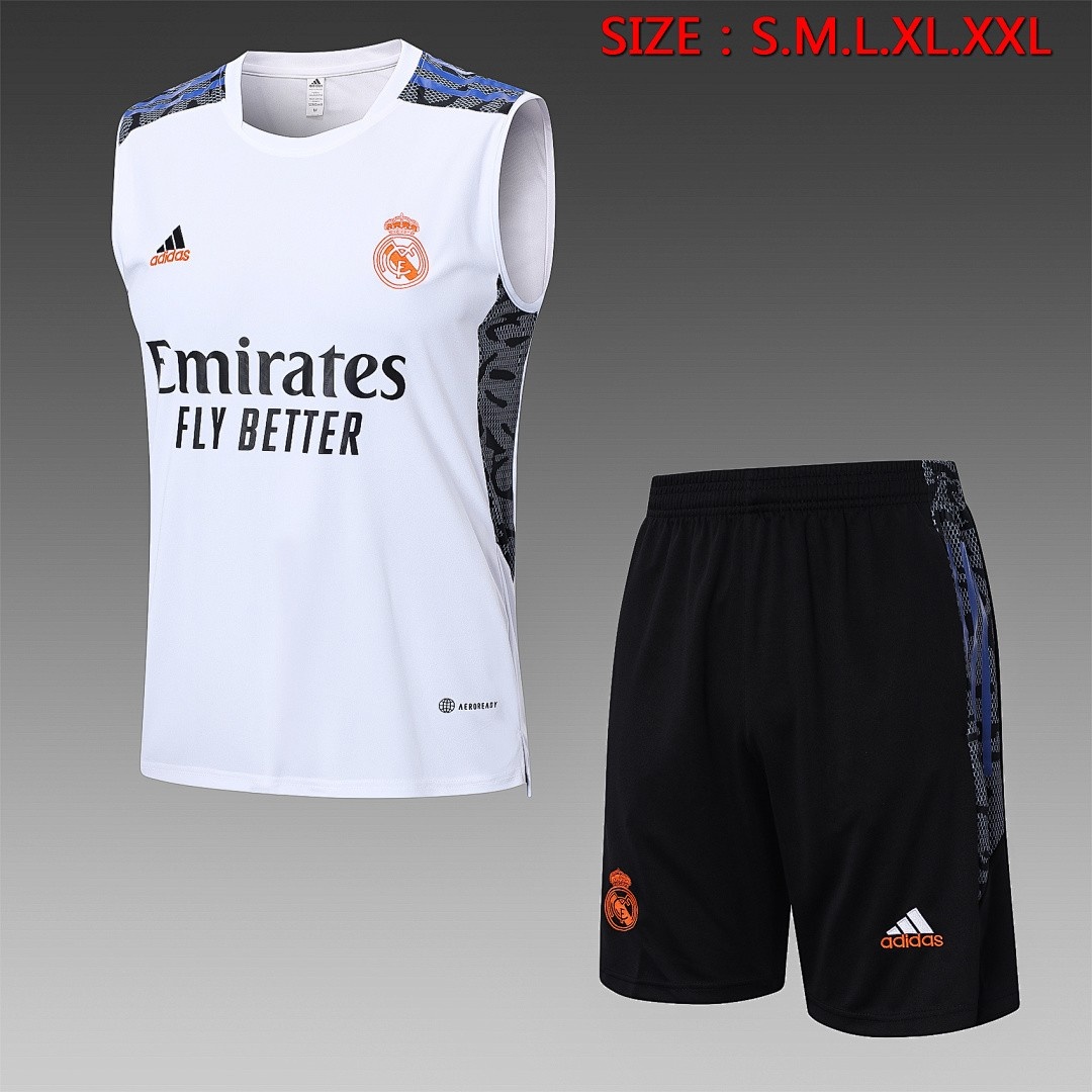 JER-5173_1 Real Madrid 22/23 White (Blue Trim) Vest - 图片 1